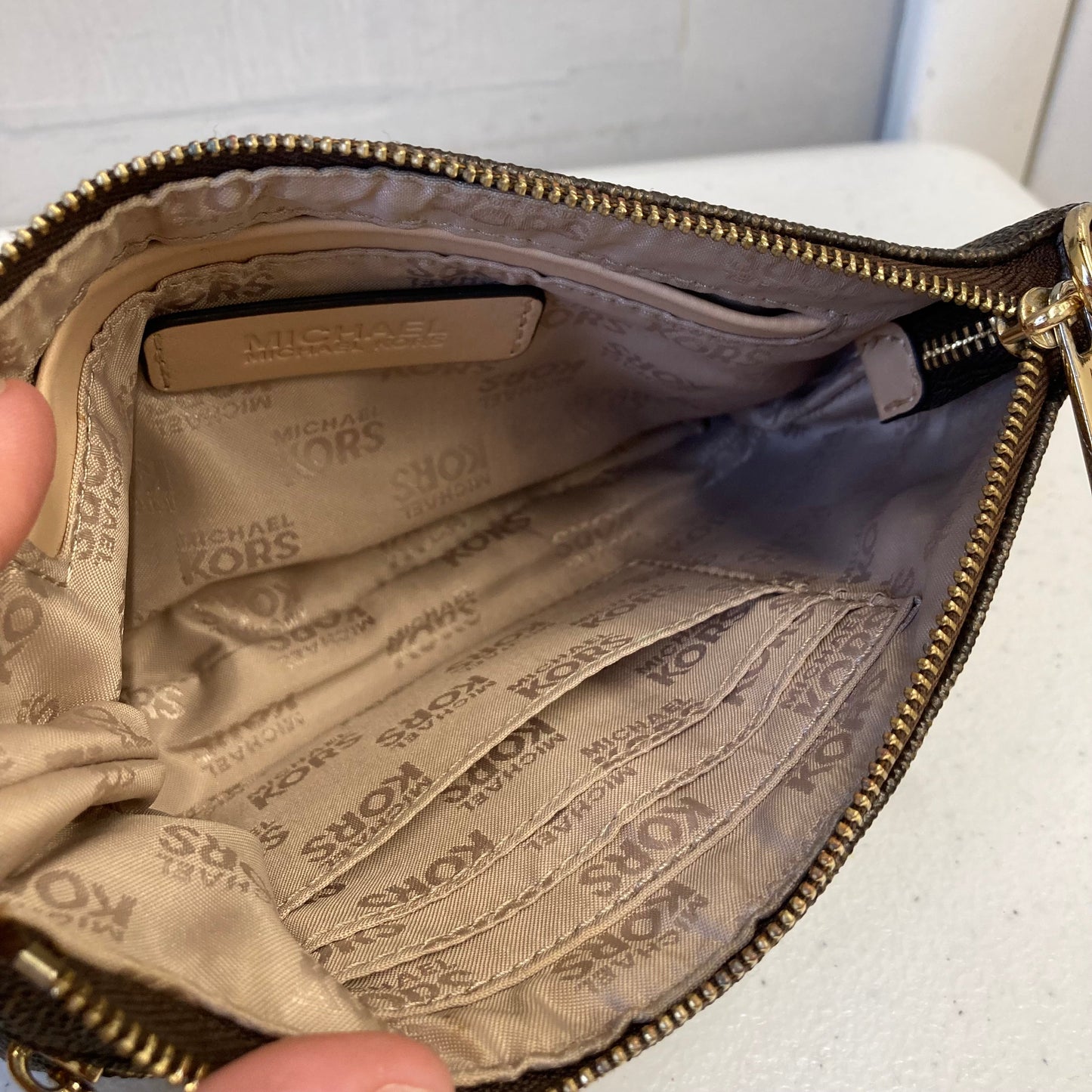 Wristlet Designer By Michael Kors In Brown, Size:Small