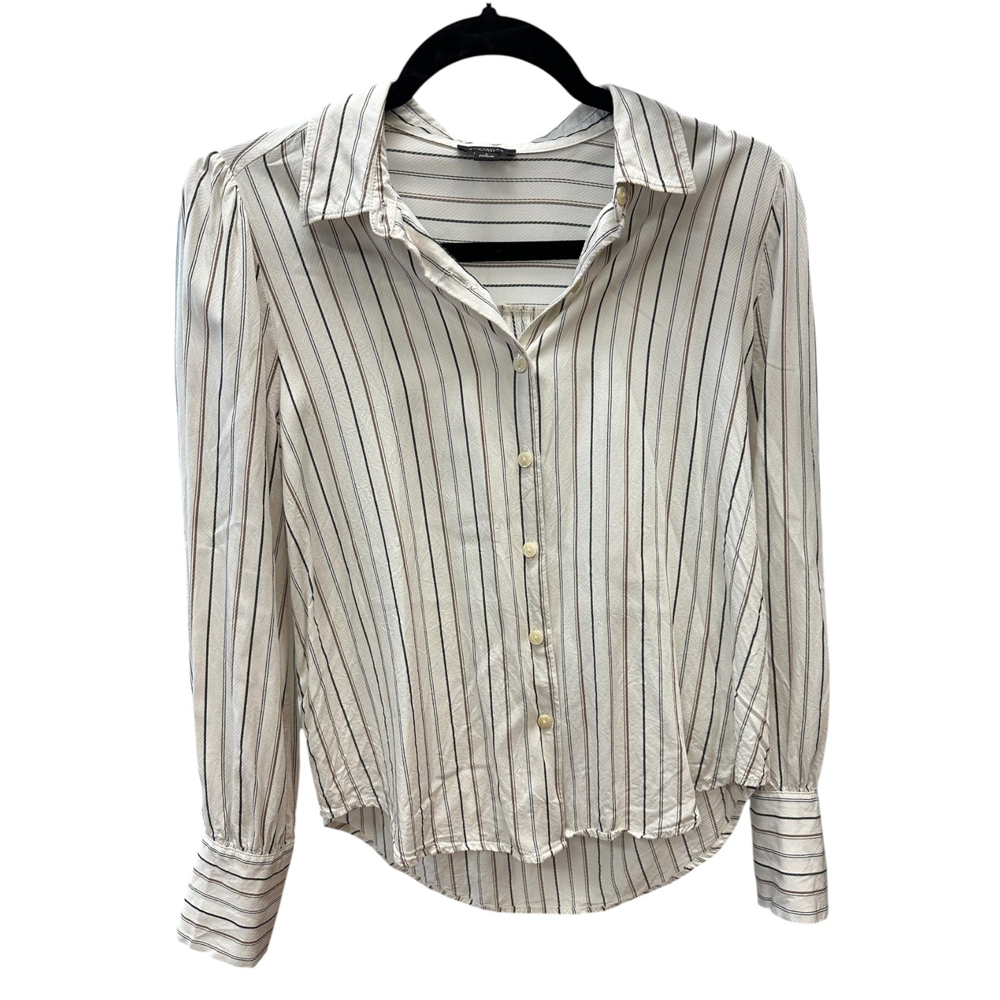 Blouse Ls By Ann Taylor In Striped Pattern, Size:S