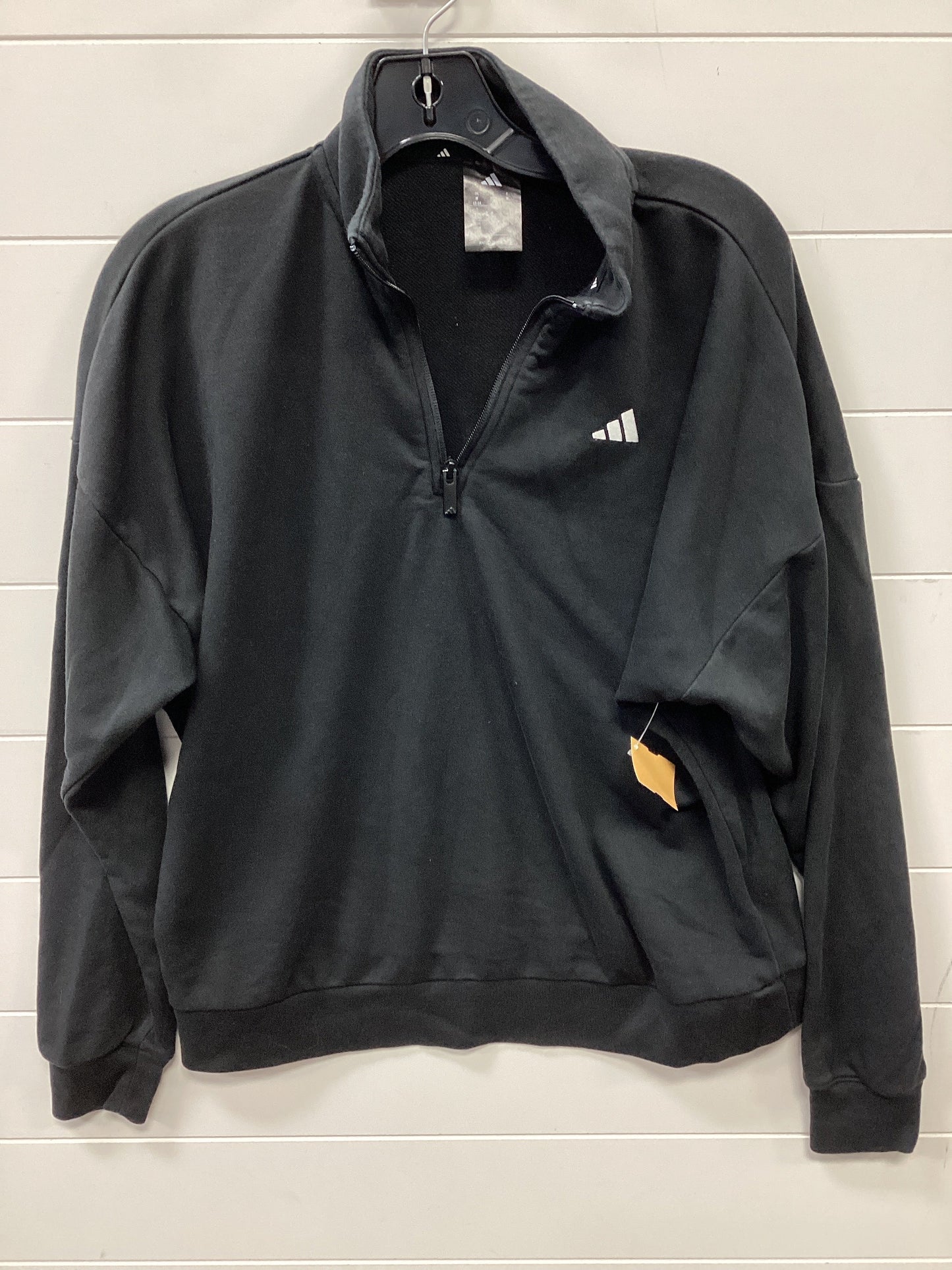 Athletic Top Ls Collar By Adidas In Black, Size:M