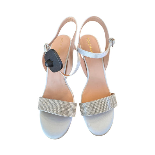 Sandals Heels Wedge By Cole-Haan In Silver, Size:9