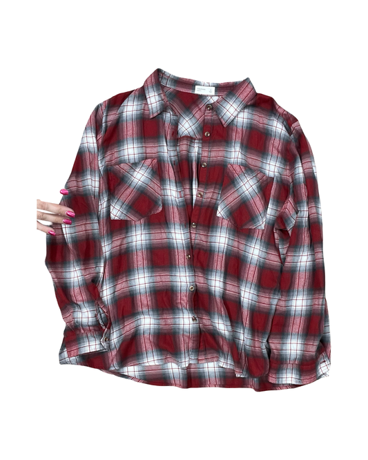 Top Ls By Maurices In Grey & Red, Size:3X