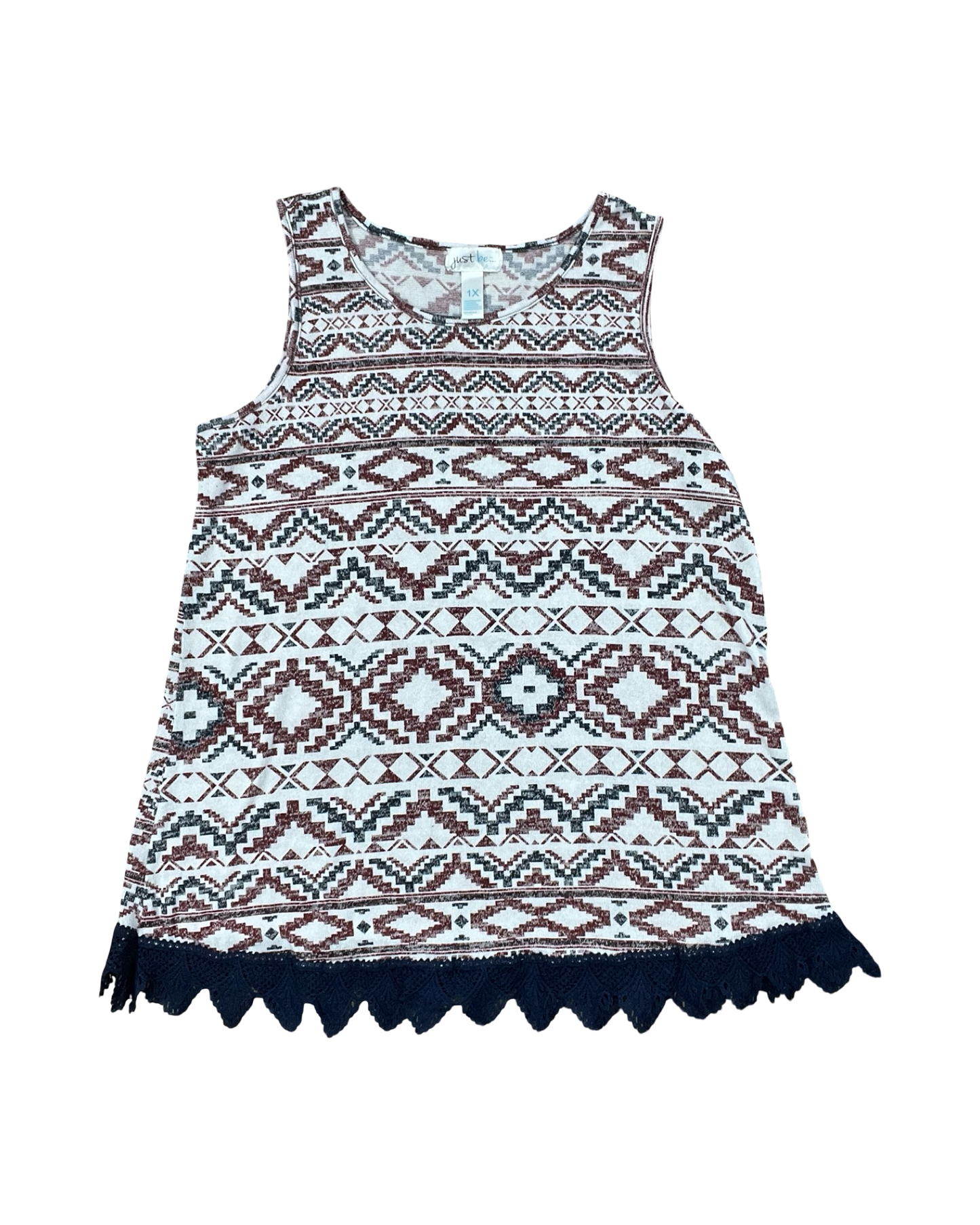 Top Sleeveless By Just Be In Cream & Red, Size:1X