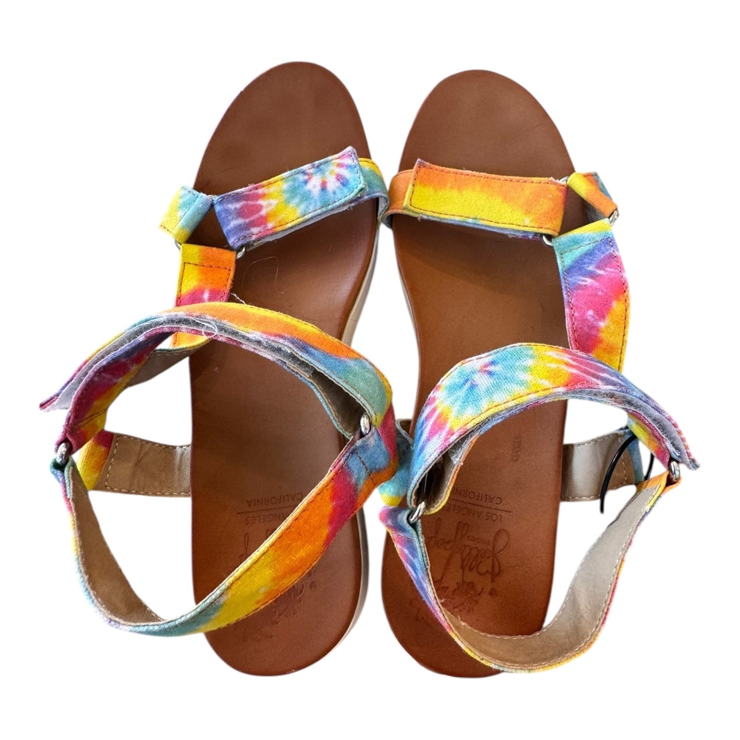 Sandals Flats By Jelly Pop In Rainbow Print, Size:10