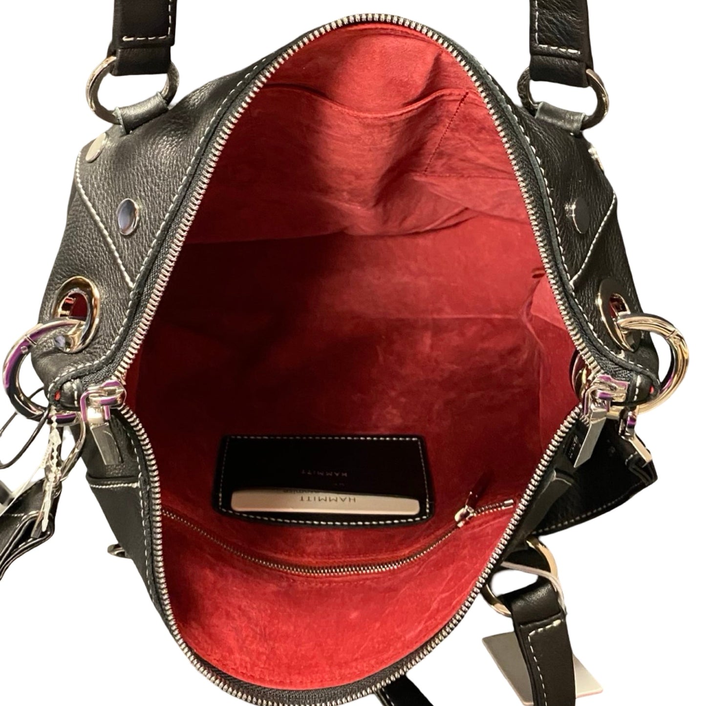 Handbag Designer By Hammitt In Black & Silver, Size:Medium