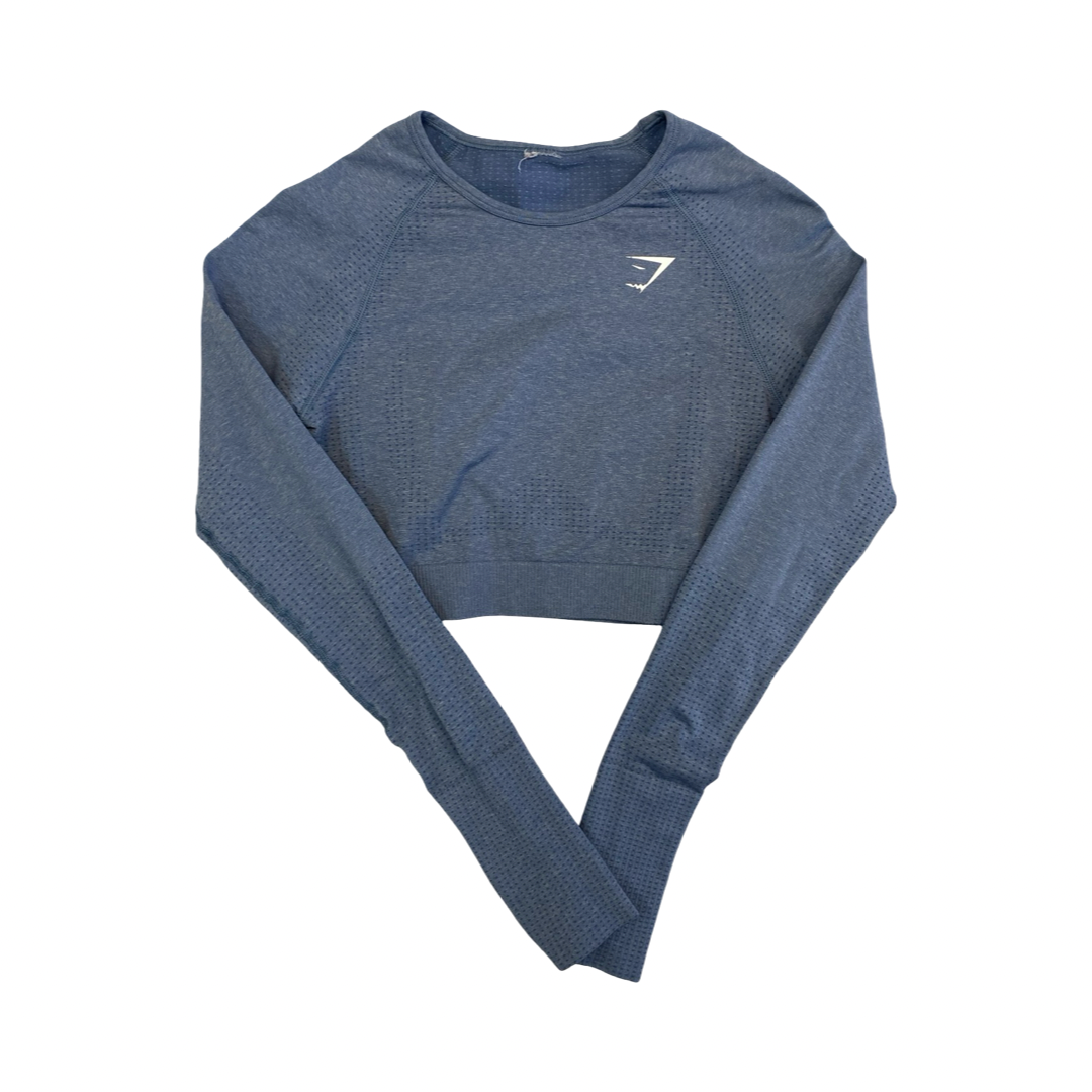 Athletic Top Ls Collar By Gym Shark In Blue, Size:M