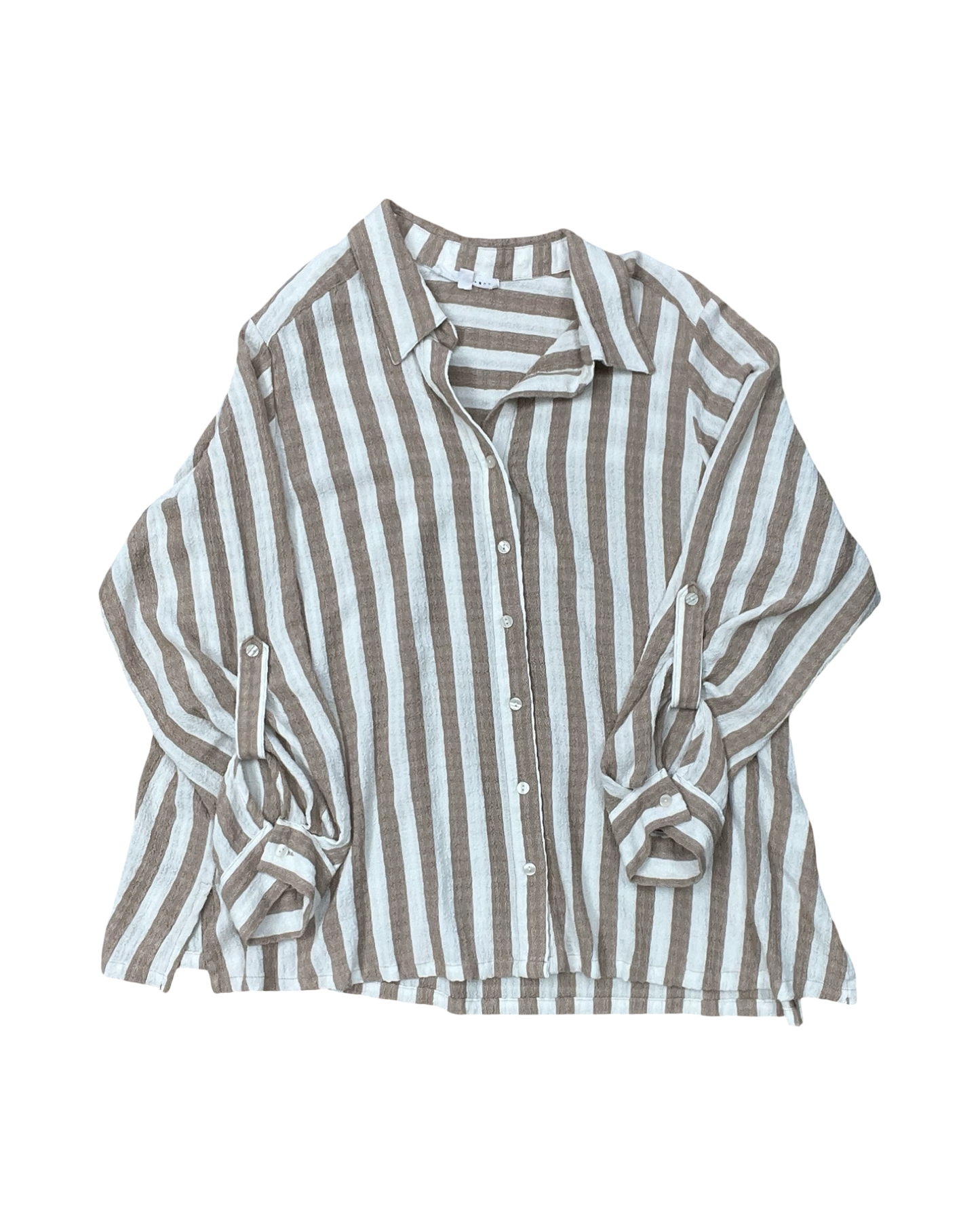 Top 3/4 Sleeve By Jane And Delancey In Brown & White, Size:1X