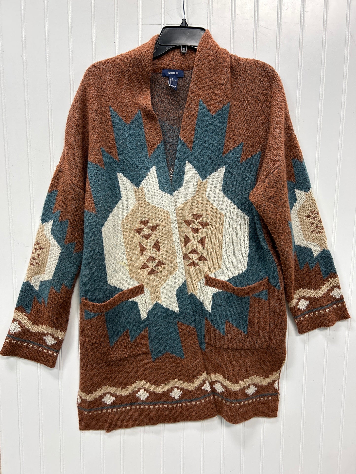 Sweater Cardigan By Forever 21 In Brown, Size:L
