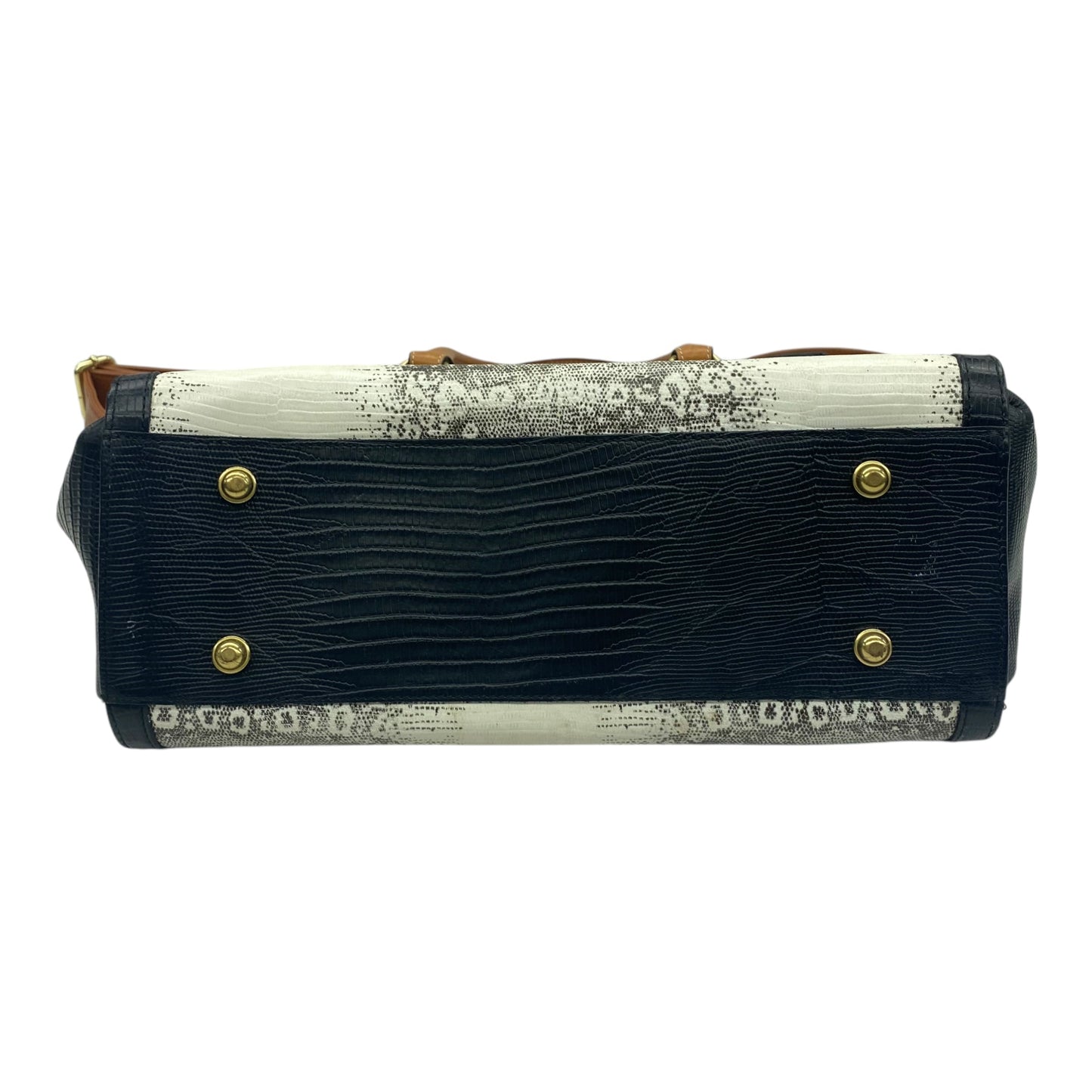 Handbag Designer By Brahmin In Black & White, Size:Medium