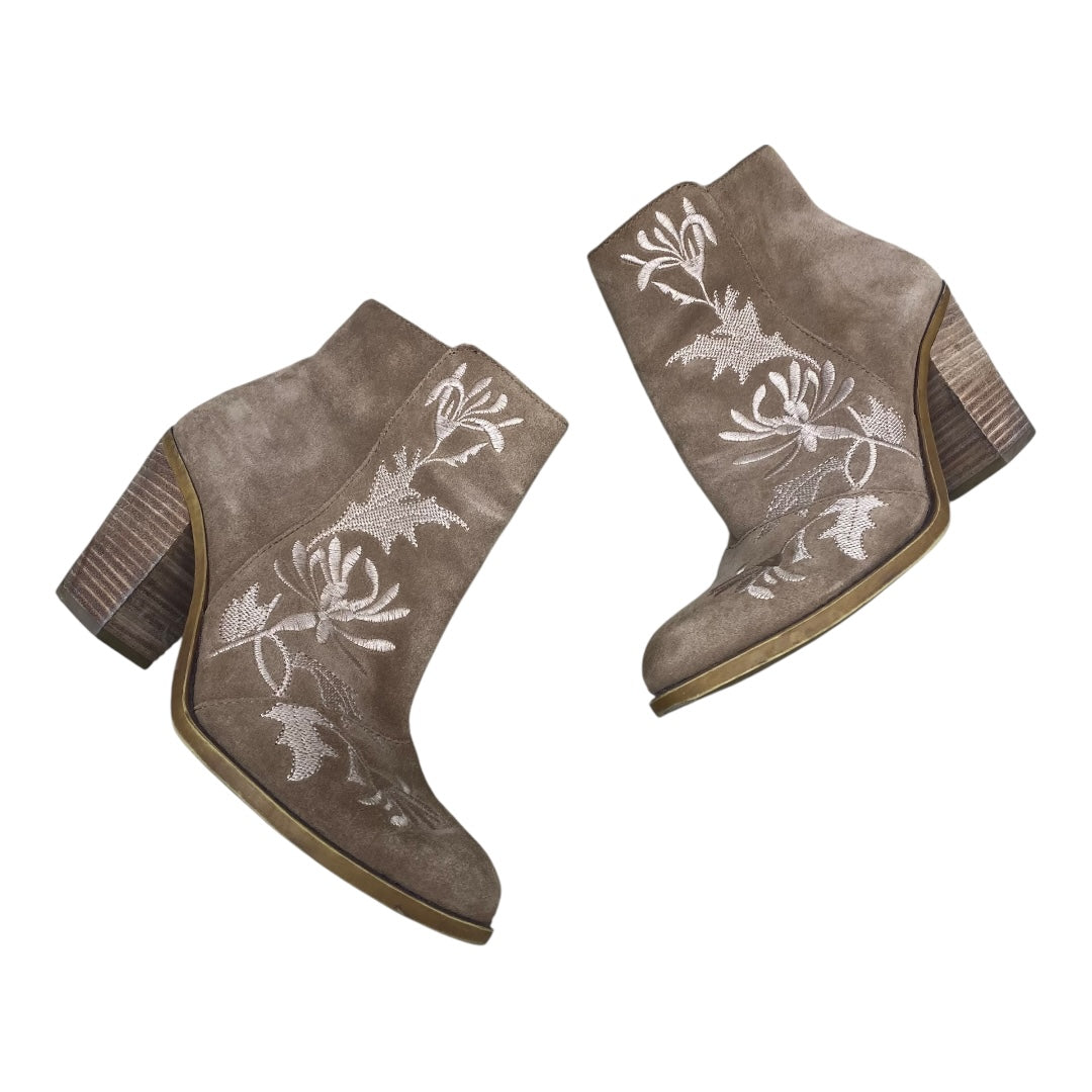 Boots Ankle Heels By Lucky Brand In Brown, Size:9