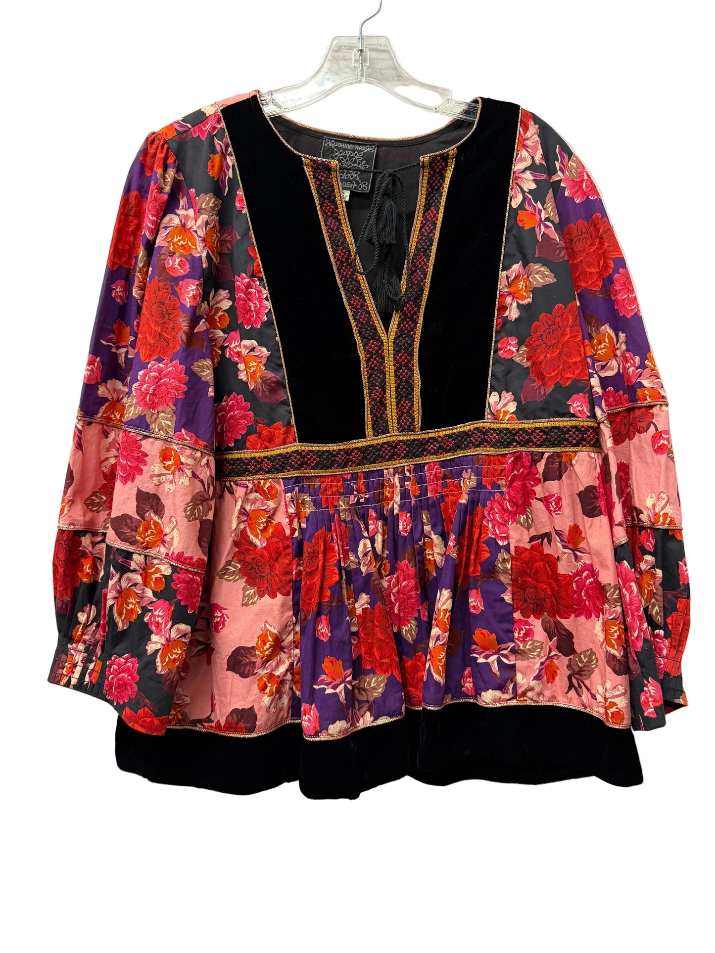 Top 3/4 Sleeve By Johnny Was In Floral Print, Size:Xl