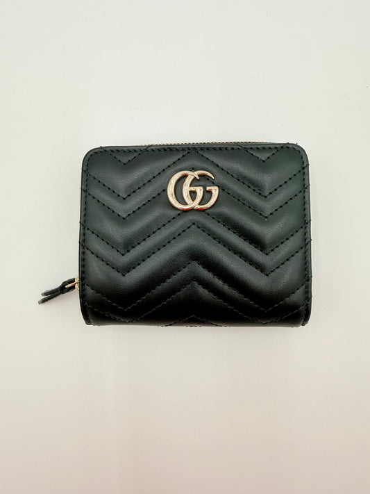 Wallet Luxury Designer By Gucci In Black & Gold, Size:Small