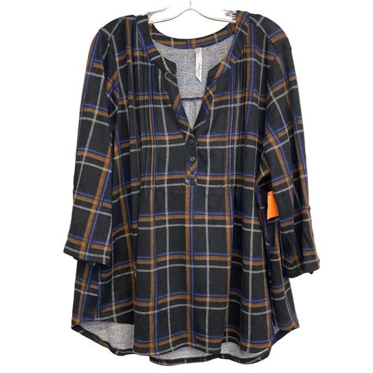 Top Ls By Ny Collection In Plaid Pattern, Size:3X