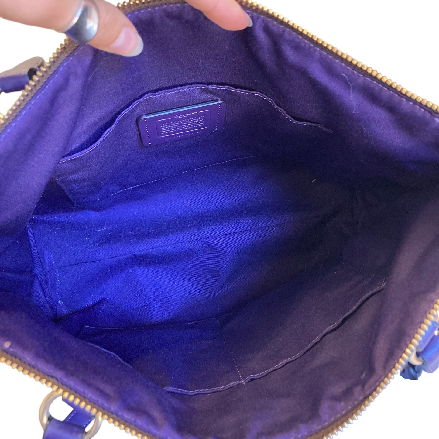 Handbag Designer By Coach In Brown & Purple, Size:Medium