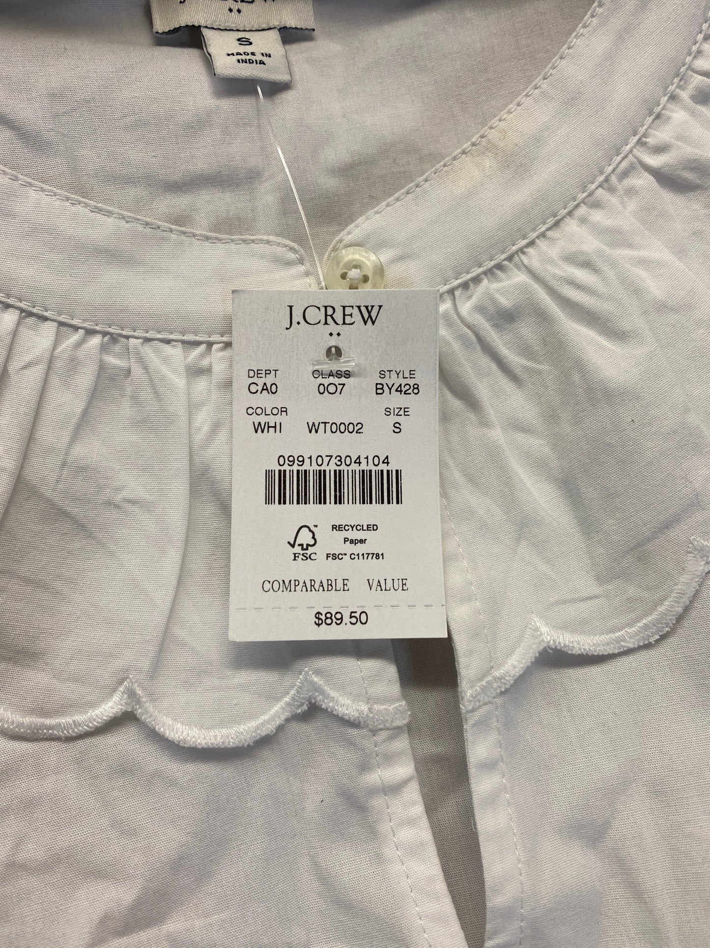Top Long Sleeve By J. Crew In White, Size: S
