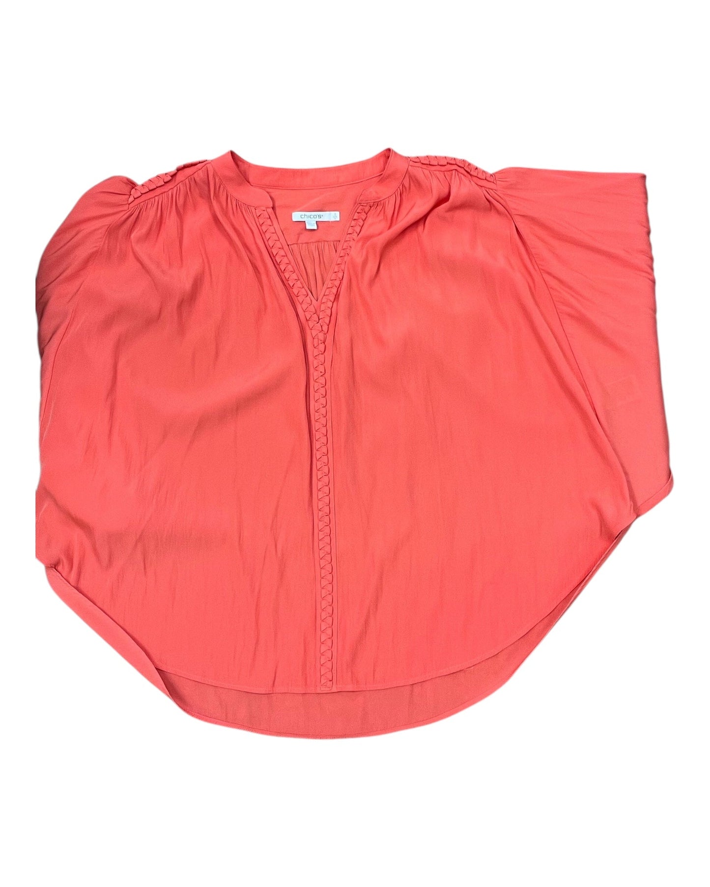 Top 3/4 Sleeve By Chicos In Orange, Size:L