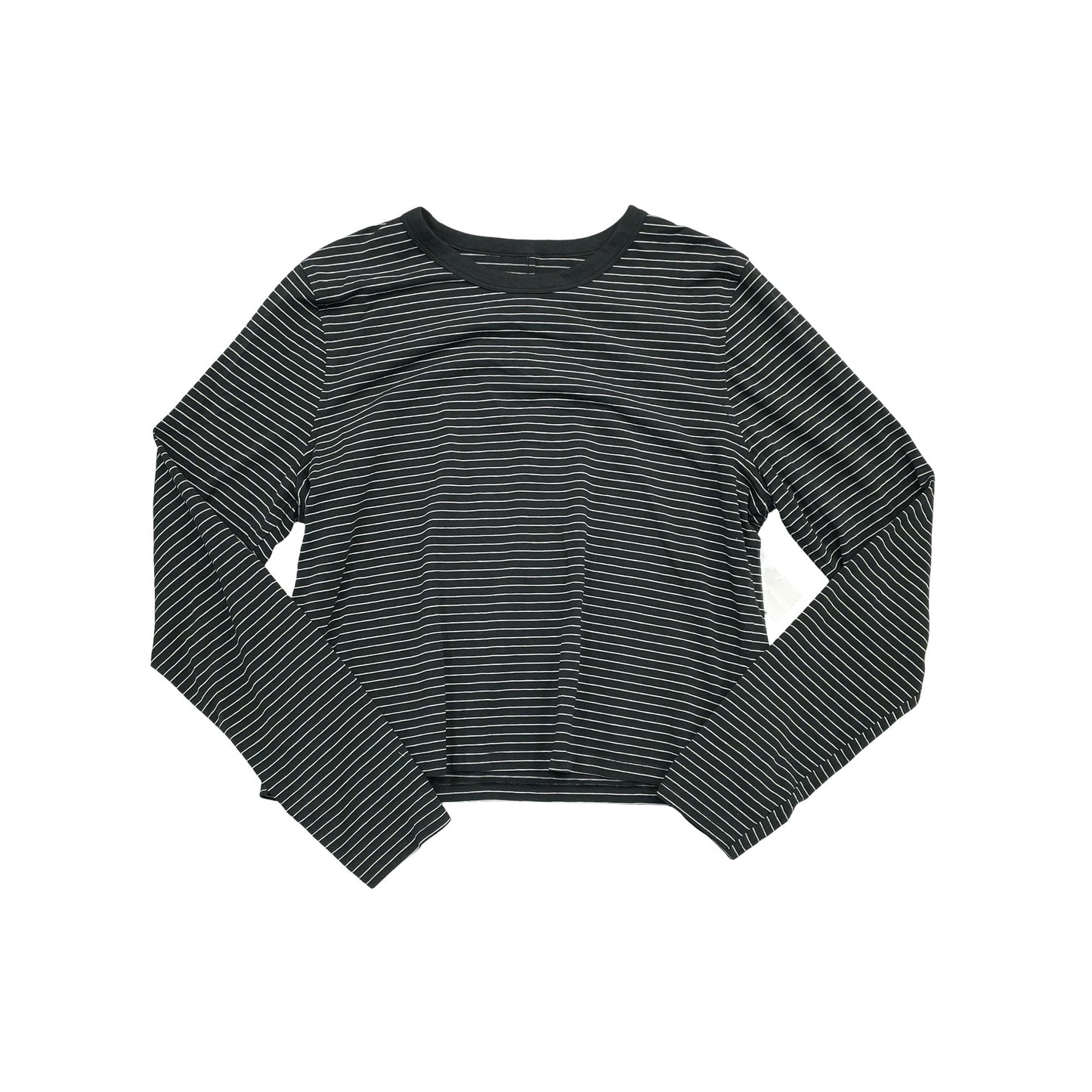 Athletic Top Ls Crewneck By Lululemon In Black & White, Size:M