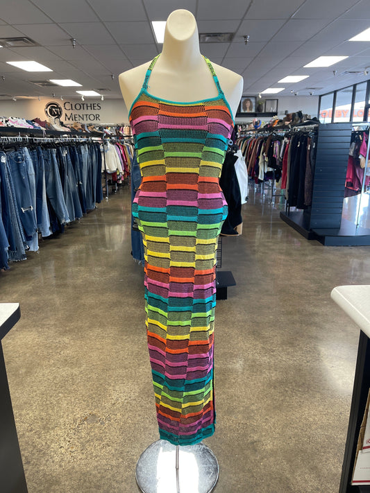 Dress Casual Maxi By Fashion Nova In Rainbow Print, Size:S