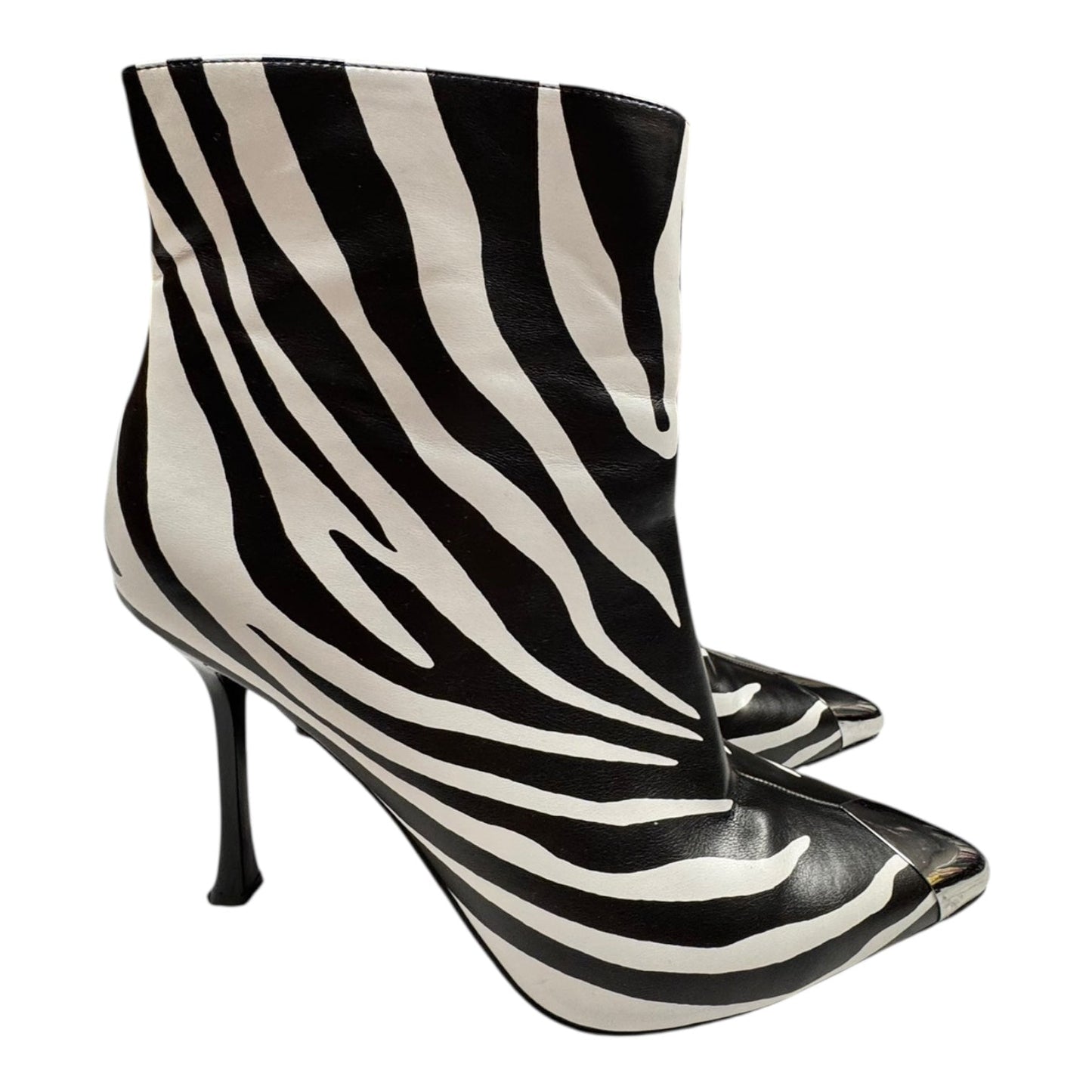 Boots Ankle Heels By Inc In Black & White, Size:10