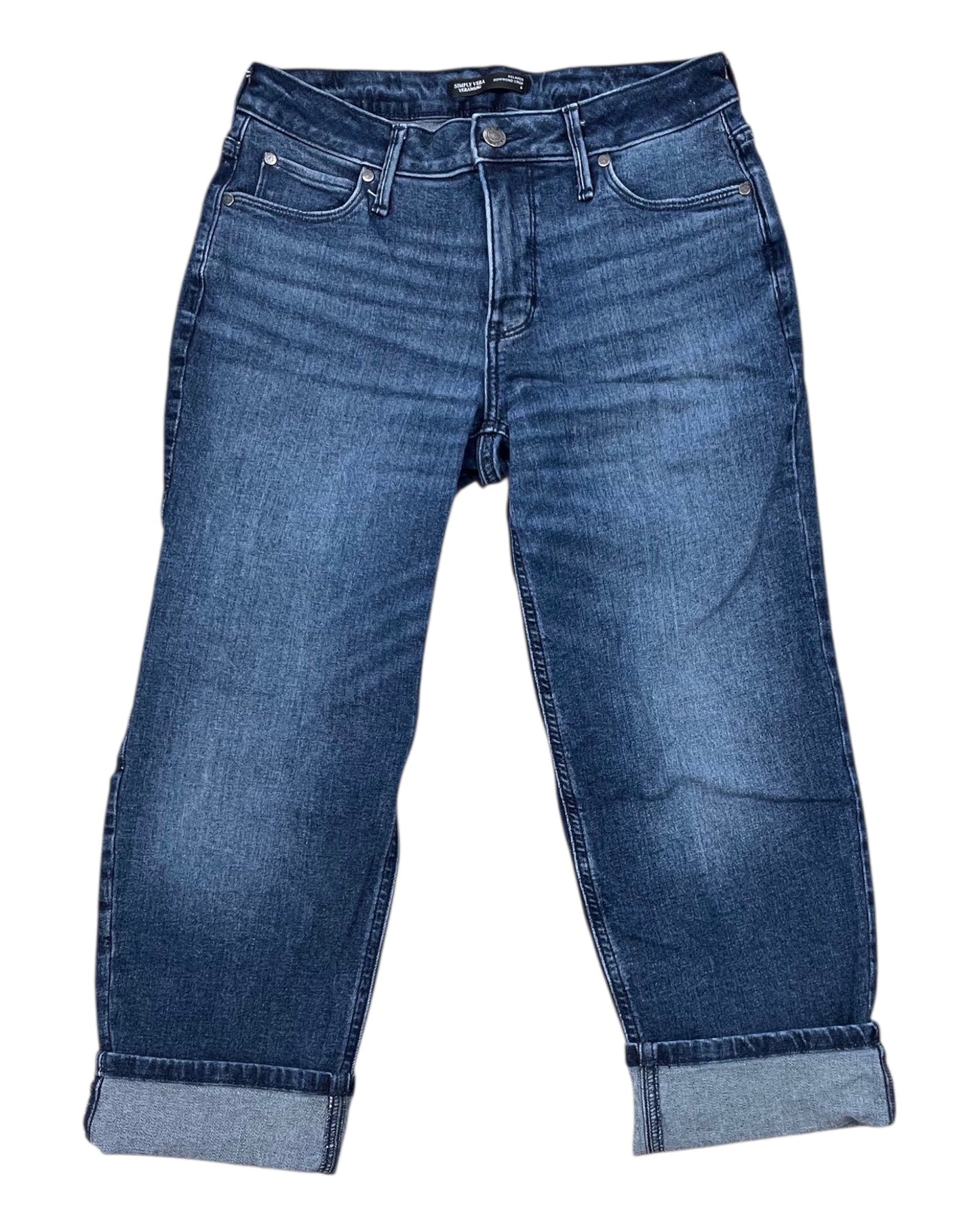Jeans Cropped By Simply Vera In Blue Denim, Size:6