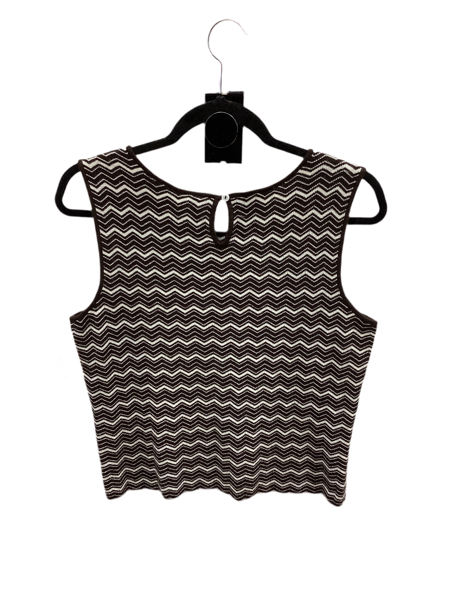 Top Sleeveless By Apostrophe In Brown & Cream, Size:M