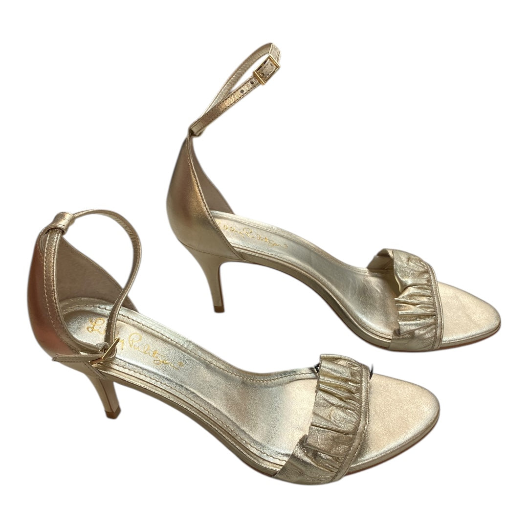 Sandals Designer By Lilly Pulitzer In Gold, Size:8