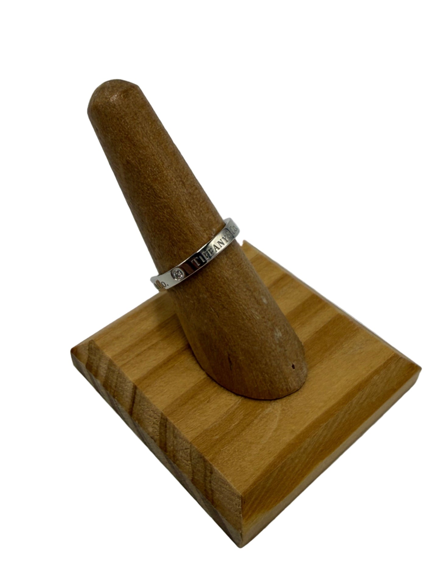 Tiffany & Company Platinum 3mm Band w/ Diamonds Luxury Designer Ring, Size 7