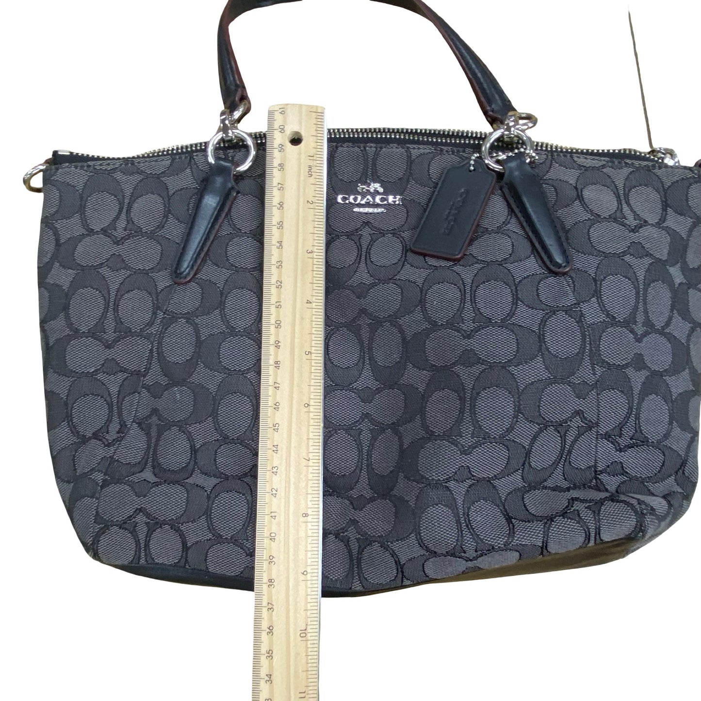 Handbag Designer By Coach In Black & Grey, Size:Small