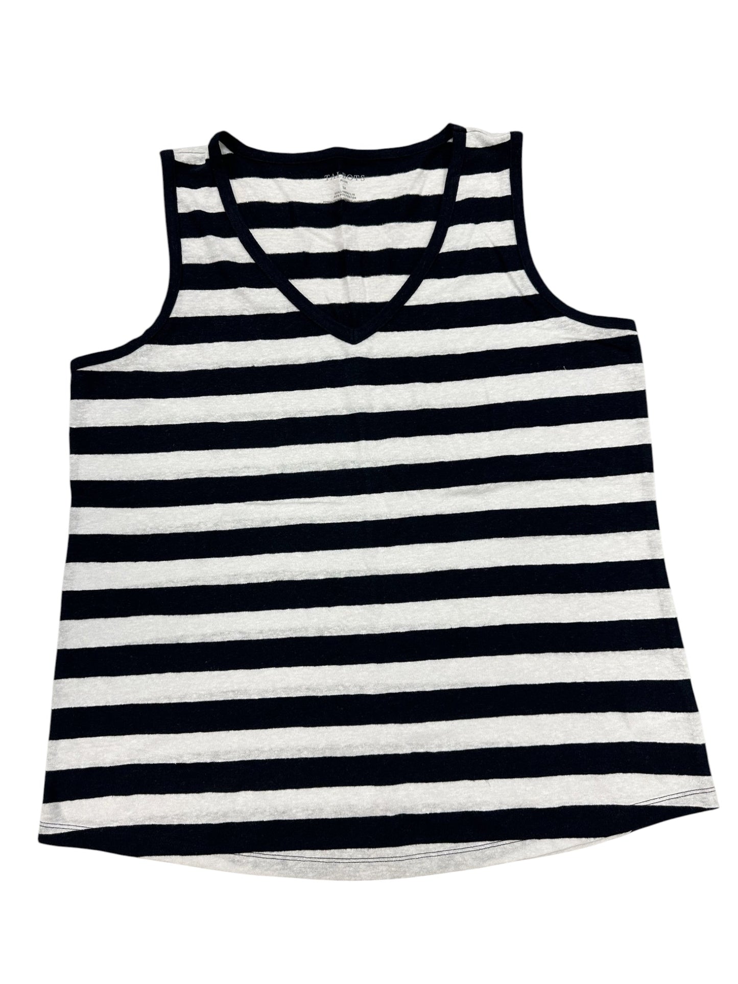 Top Sleeveless Basic By Talbots In Blue & White, Size:1X