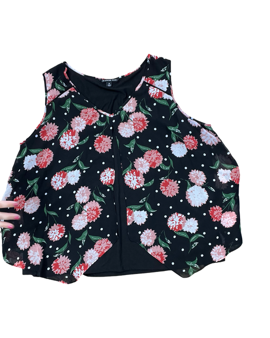 Top Sleeveless By Zac And Rachel In Black & Pink, Size:2X