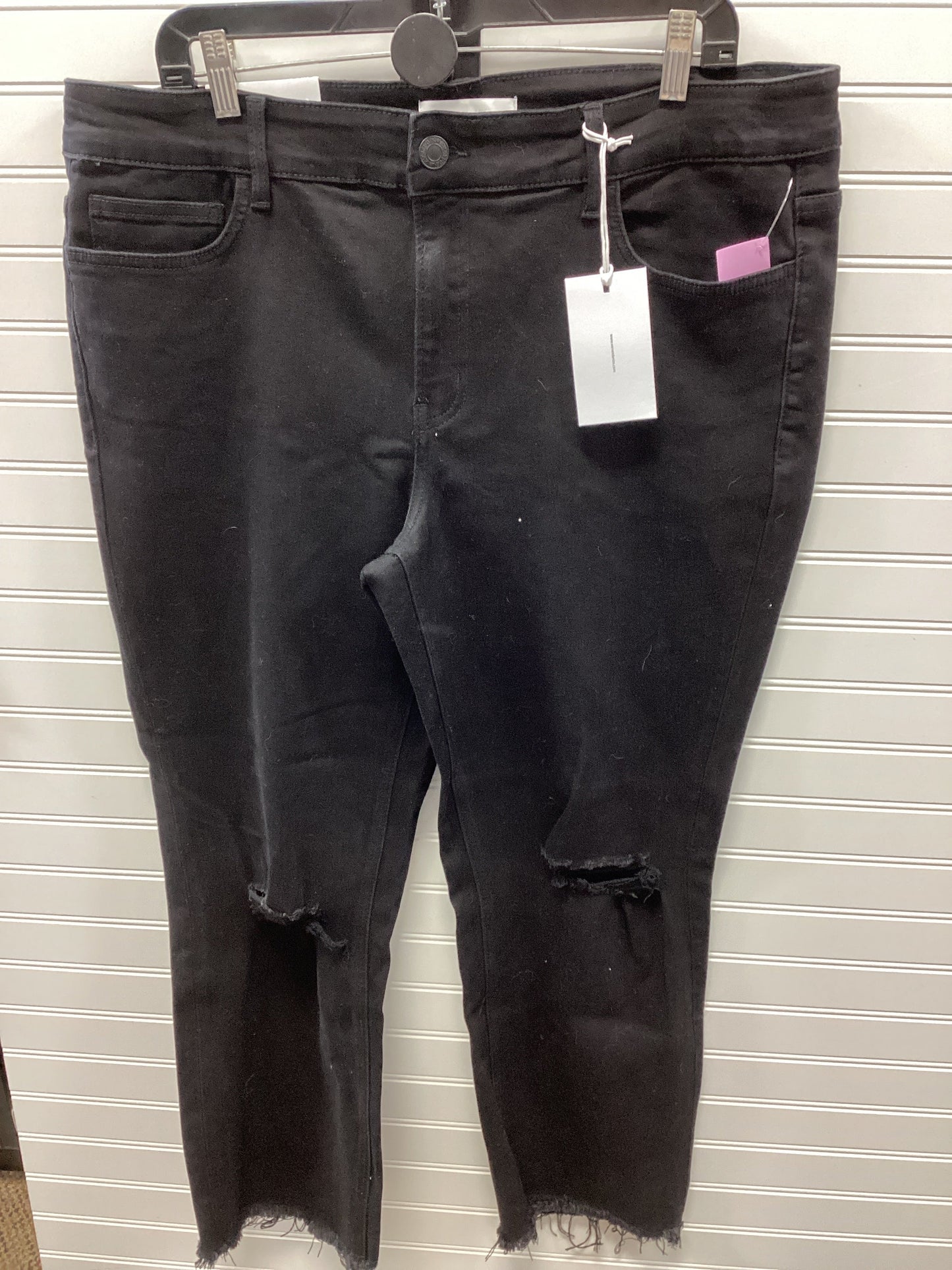 Jeans Straight By Vervet In Black Denim, Size:16