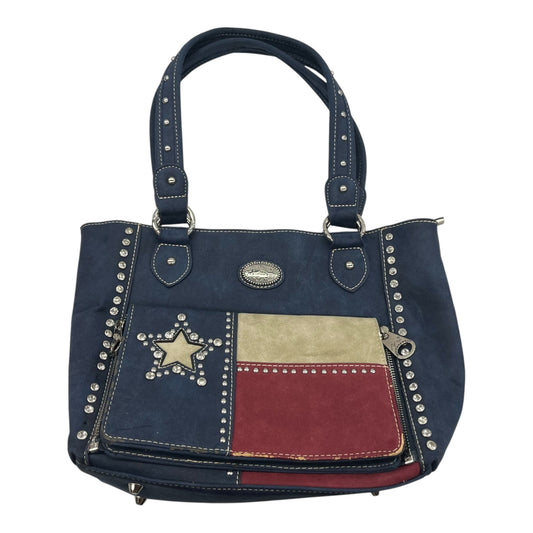 Handbag By Montana West In Blue Red & White, Size:Medium