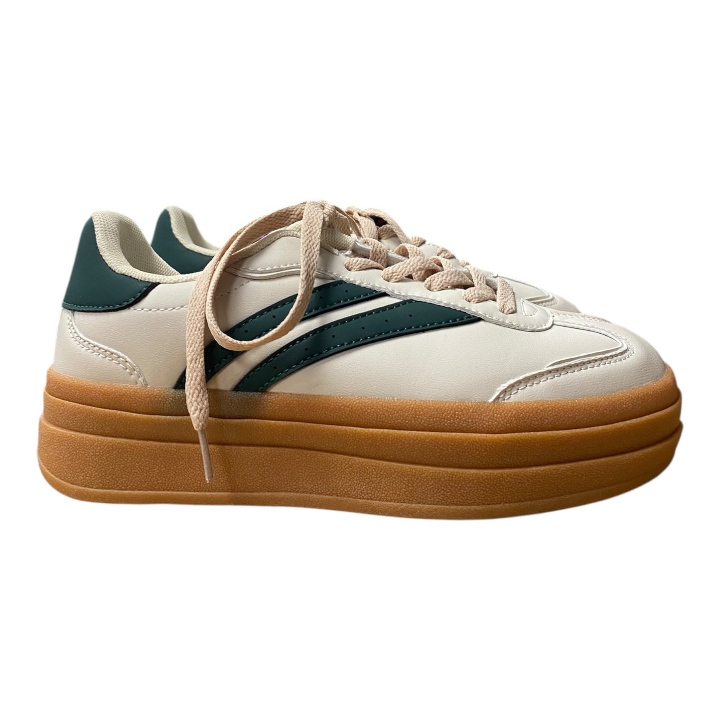 Shoes Sneakers By Riyibcxr In Cream & Green, Size:7