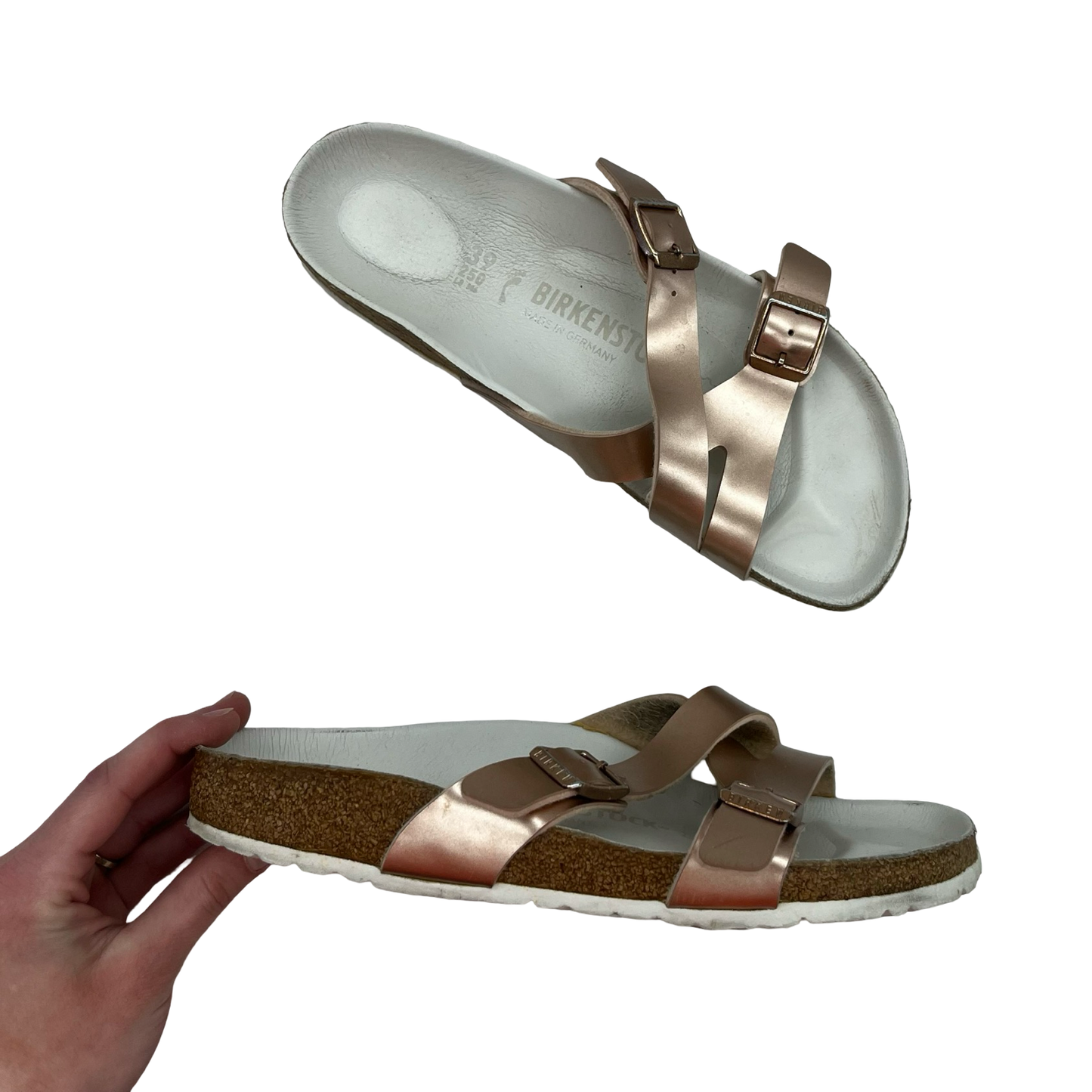 Sandals Flats By Birkenstock In Rose Gold, Size:8