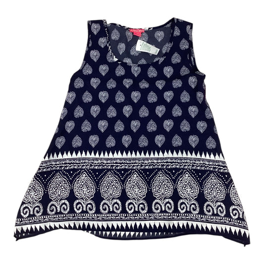Top Sleeveless By Sunny Leigh In Blue & White, Size:Sp