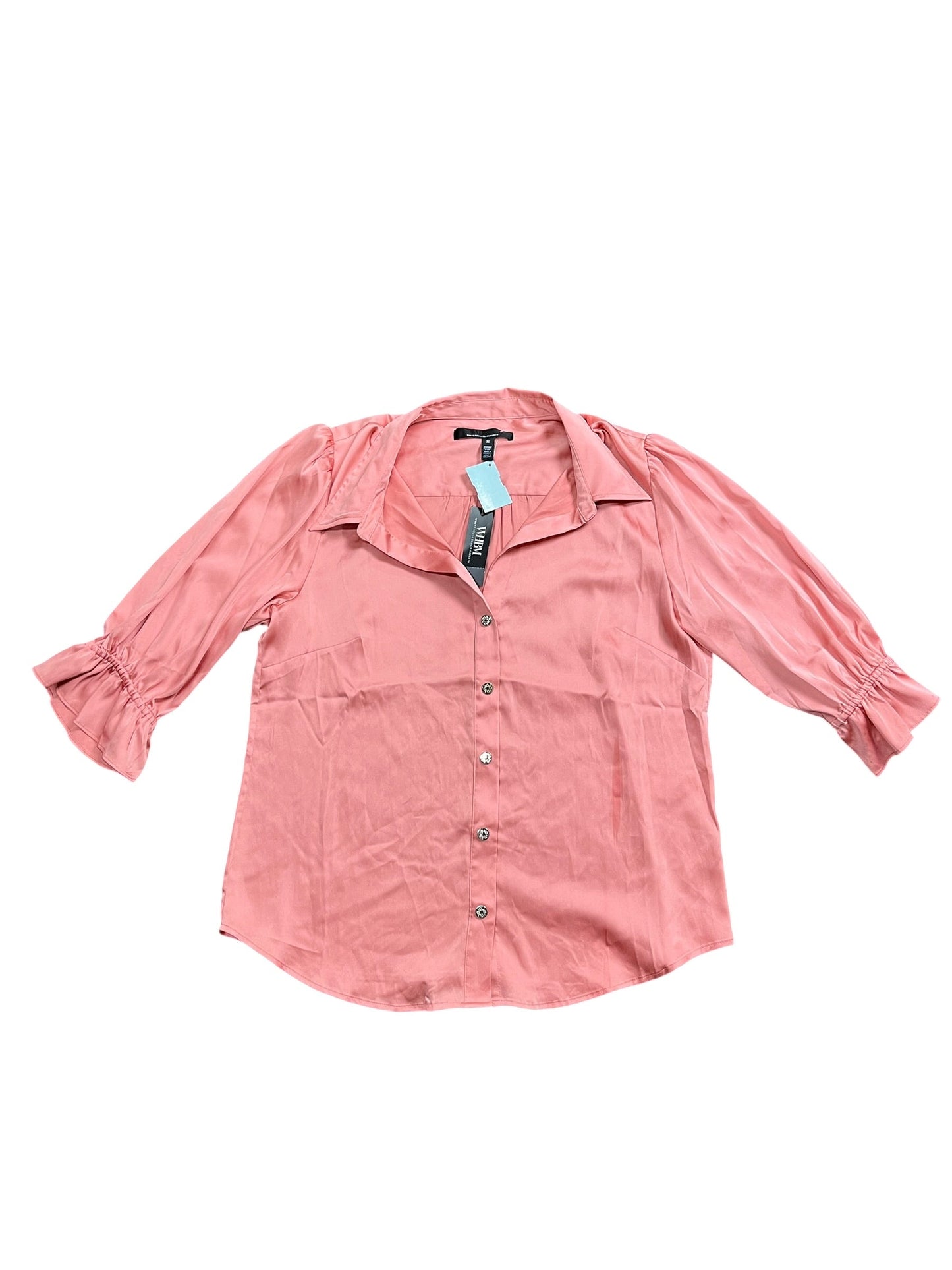 Blouse 3/4 Sleeve By White House Black Market In Peach, Size:M