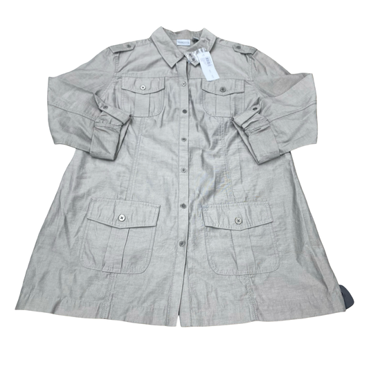 Jacket Shirt By Chicos In Grey, Size:Xl