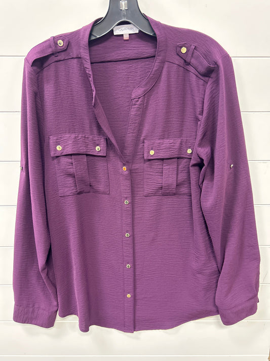 Top Ls By Calvin Klein In Purple, Size:L