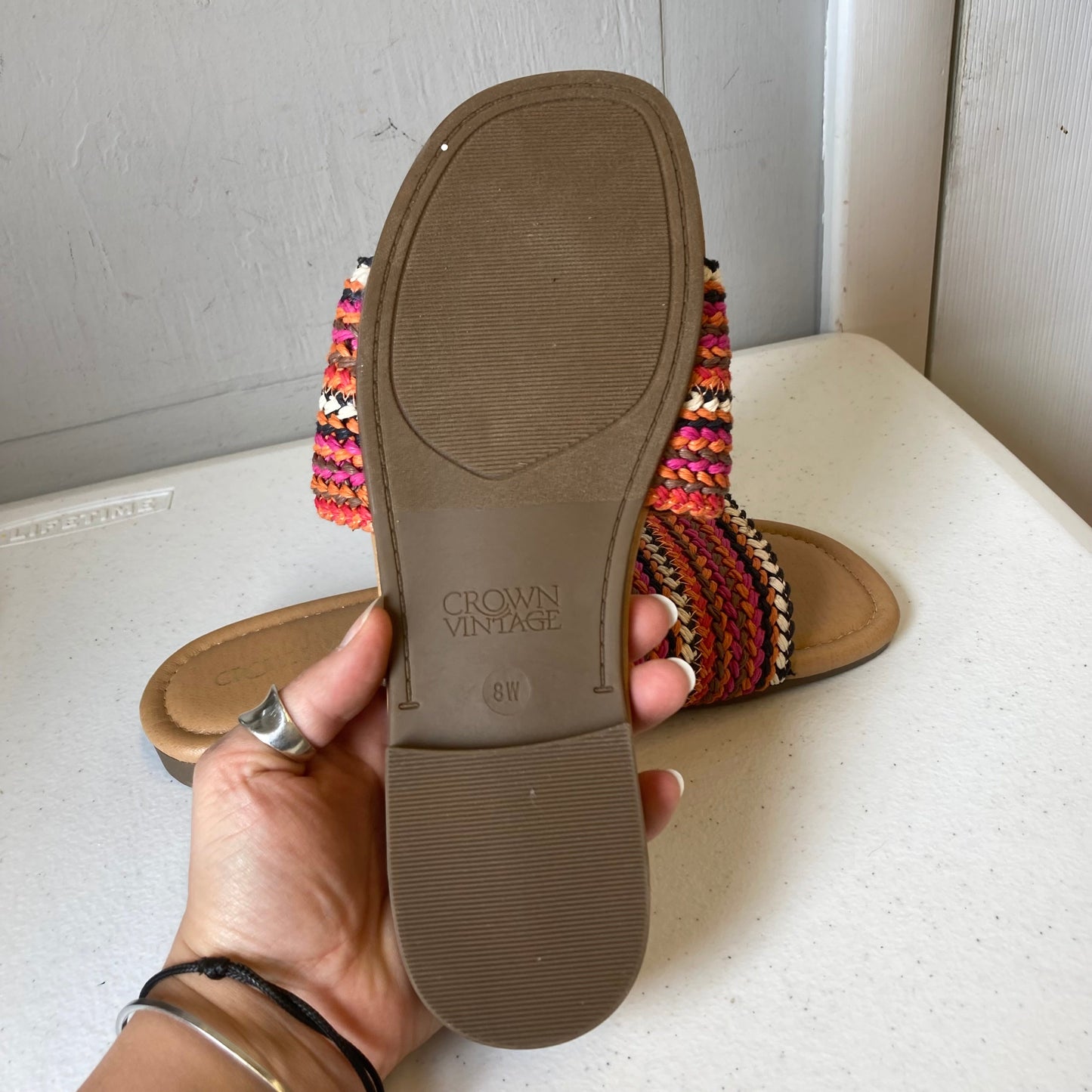 Sandals Flats By Crown Vintage In Multi, Size:8