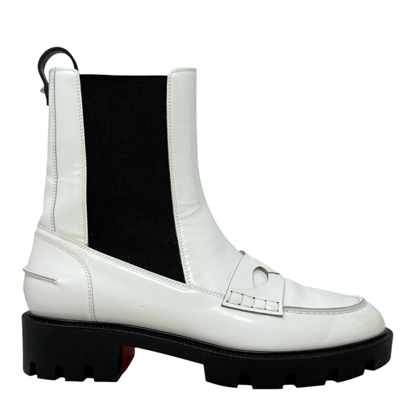 Montezu Lug  Boots Luxury Designer By Christian Louboutin In White, Size: 9.5 (39.5)
