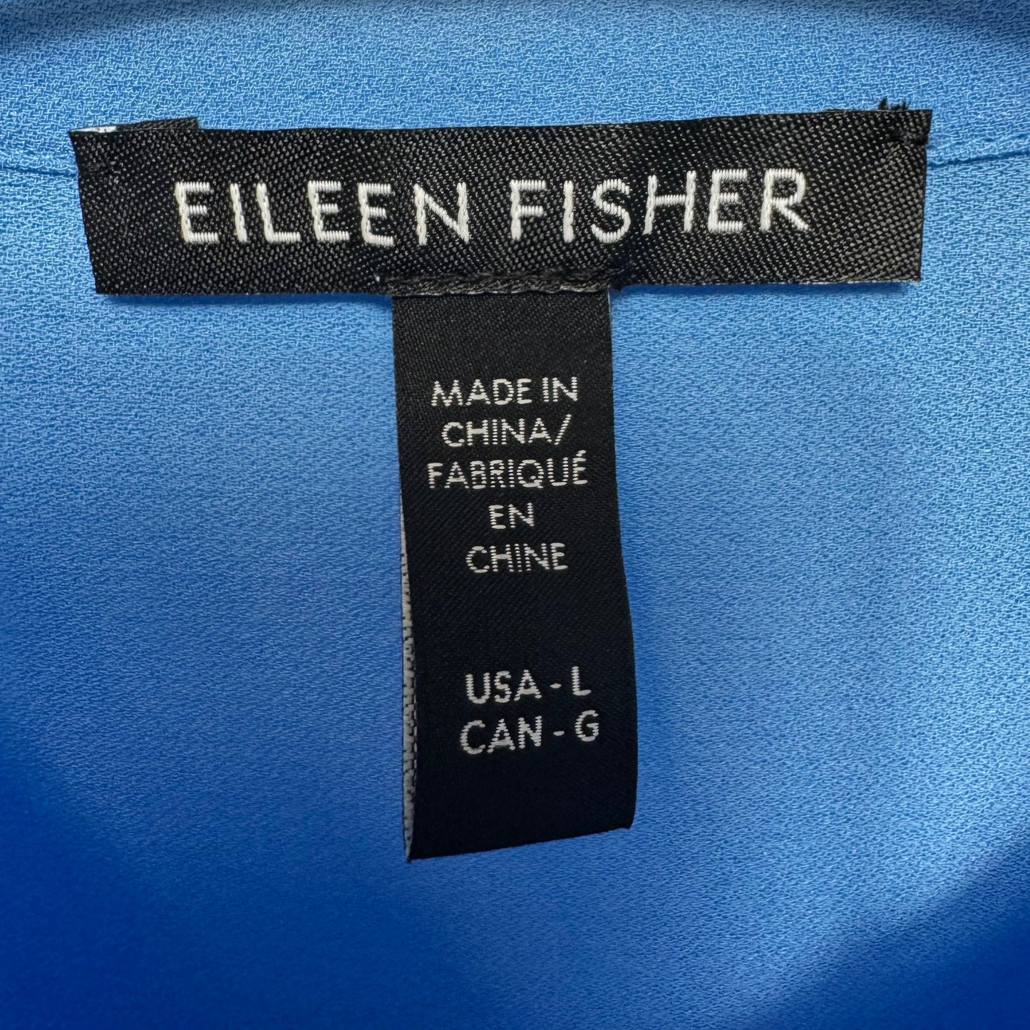 Silk Georgette Crepe Classic Collar Shirt By Eileen Fisher In Azure Blue, Size: L