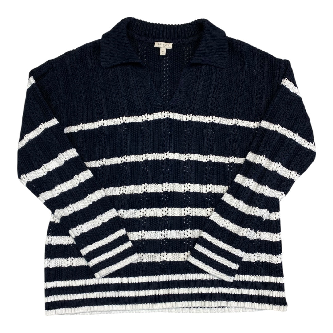 Sweater By Talbots In Blue & White, Size:M