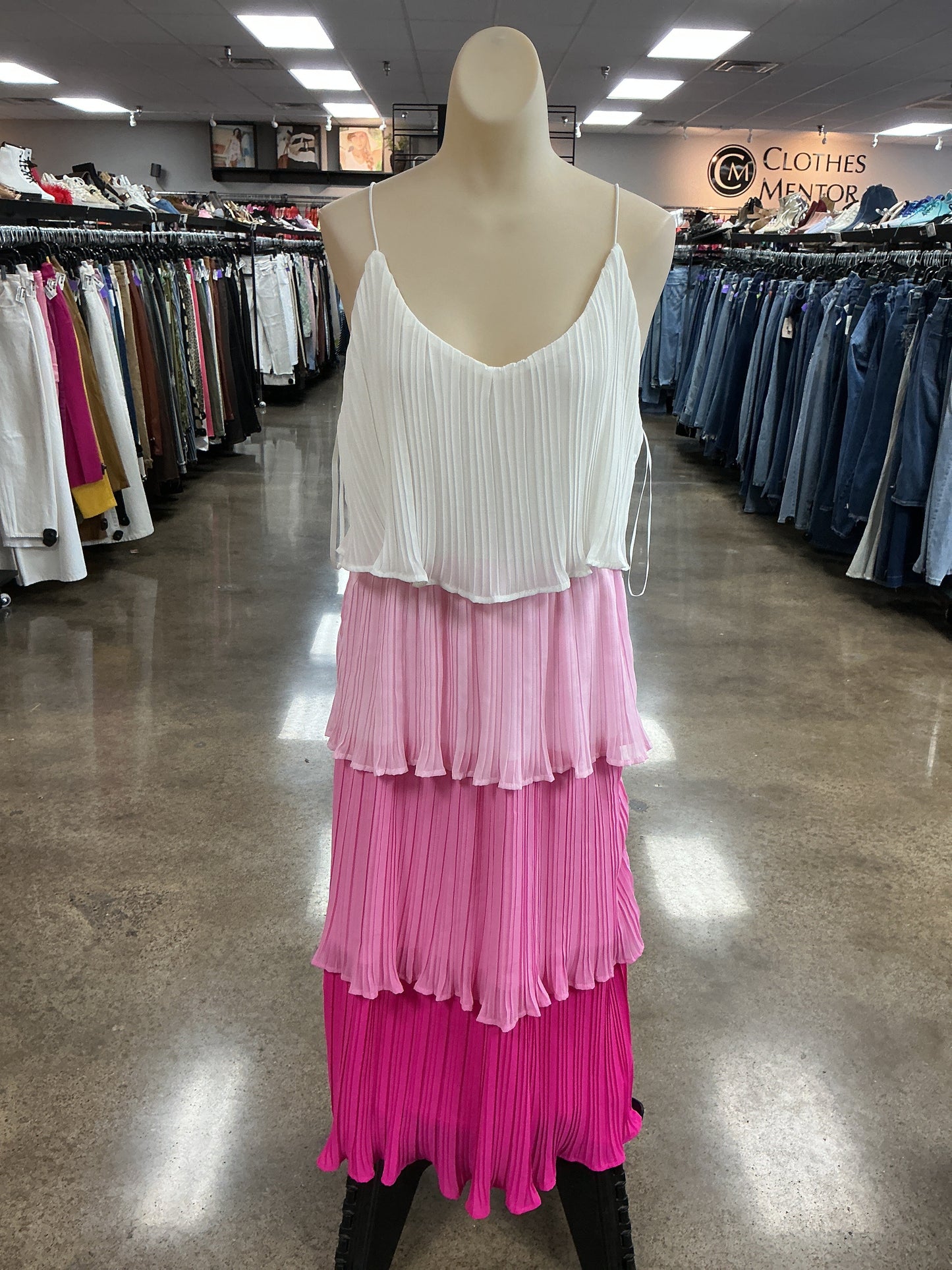 Dress Casual Maxi By She + Sky In Pink & White, Size:L
