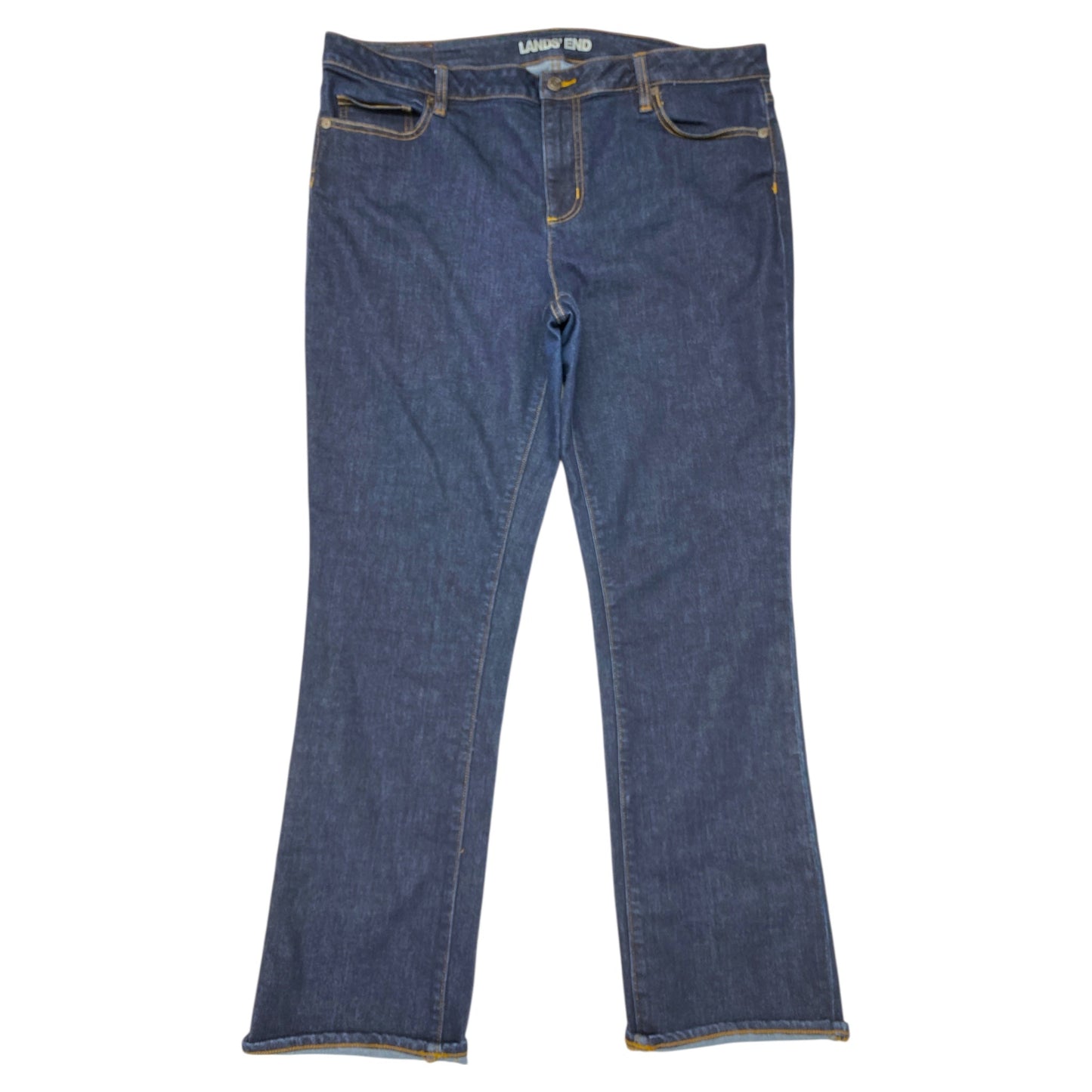 Jeans Skinny By Lands End In Blue Denim, Size:18