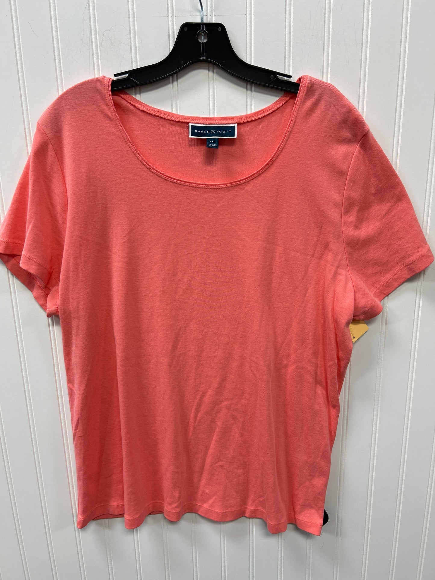 Top Ss Basic By Karen Scott In Peach, Size:Xxl