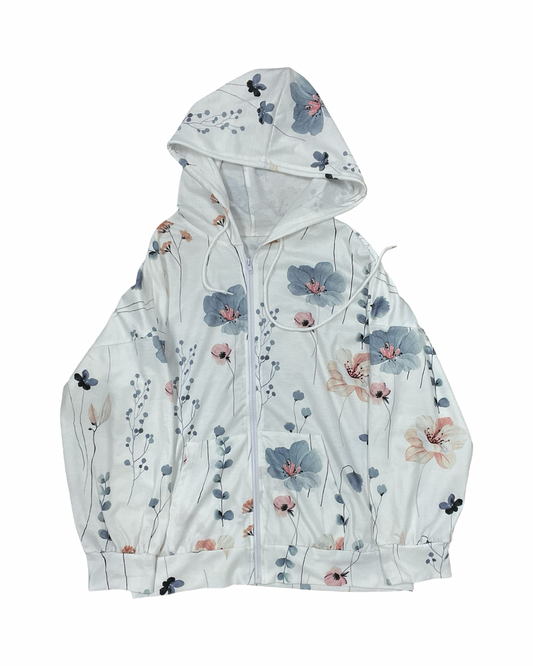 Sweatshirt Hoodie By Clothes Mentor In Blue & White, Size:M