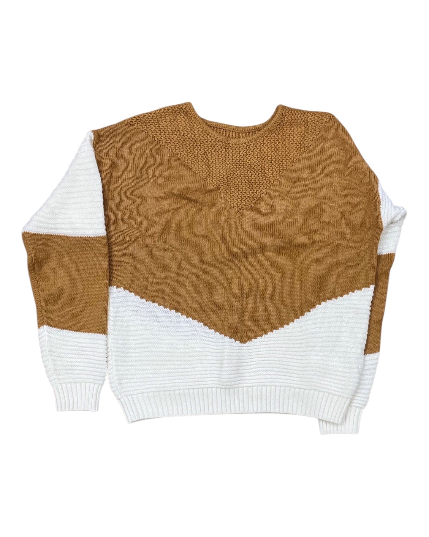 Sweater By Clothes Mentor In Orange & White, Size:L