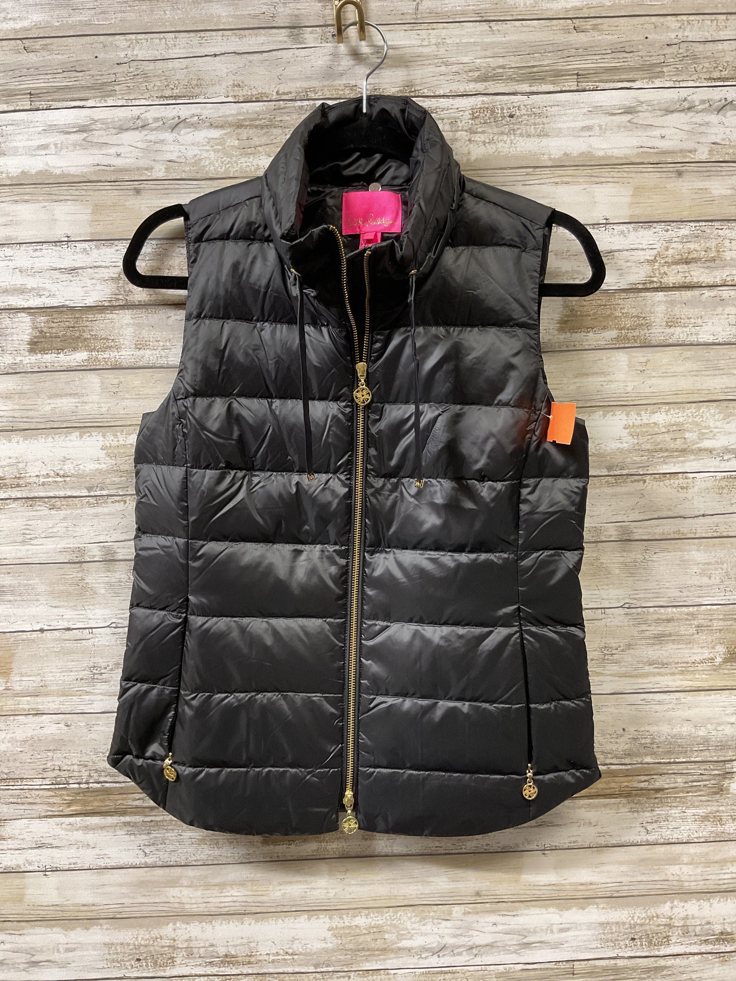 Vest Designer By Lilly Pulitzer In Black & Gold, Size:Xs