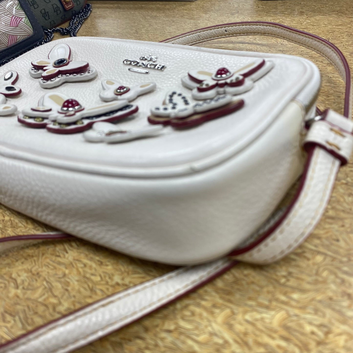 Crossbody Designer By Coach In Cream, Size:Small