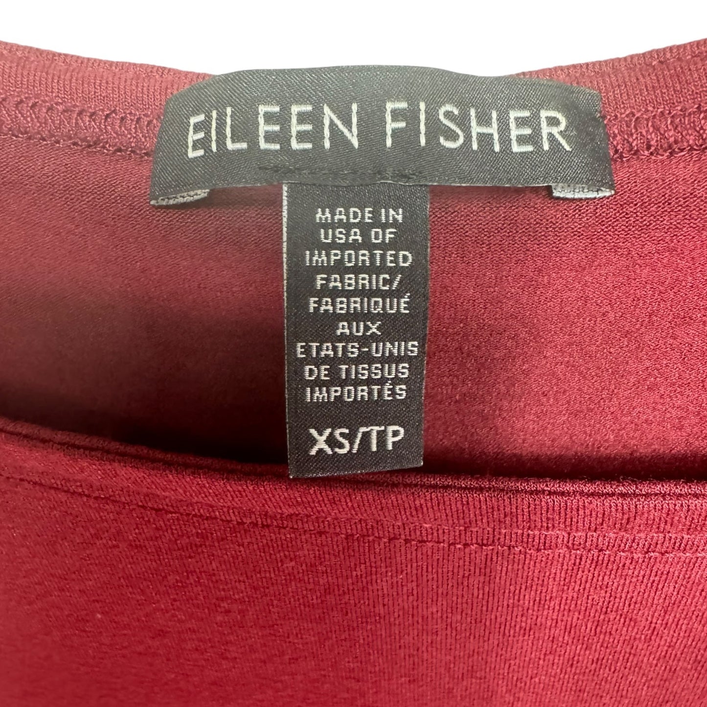 Red Top Long Sleeve Designer Eileen Fisher, Size XS