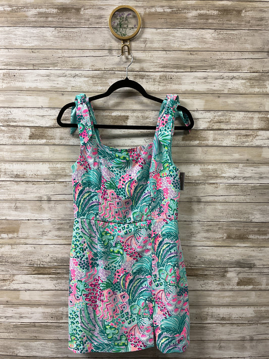 Romper Designer By Lilly Pulitzer In Green & Pink, Size:4